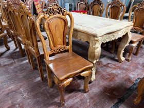 Bộ bàn ăn louis hoàng gia 8 ghế hồng hạt tựa trơn 15 bàn ghế ăn gỗ gõ đỏ mẫu hoàng gia cao cấp