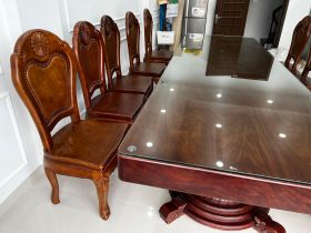 Bộ bàn ăn nguyên khối 10 ghế hoa cúc gỗ gõ đỏ siêu vip (Chị Bích Thủy, Hà Đông) 19 Ban an nguyen khoi chi Bich Thuy Ha Dong 3