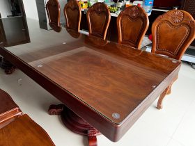 Bộ bàn ăn nguyên khối 10 ghế hoa cúc gỗ gõ đỏ siêu vip (Chị Bích Thủy, Hà Đông) 21 Ban an nguyen khoi chi Bich Thuy Ha Dong 5