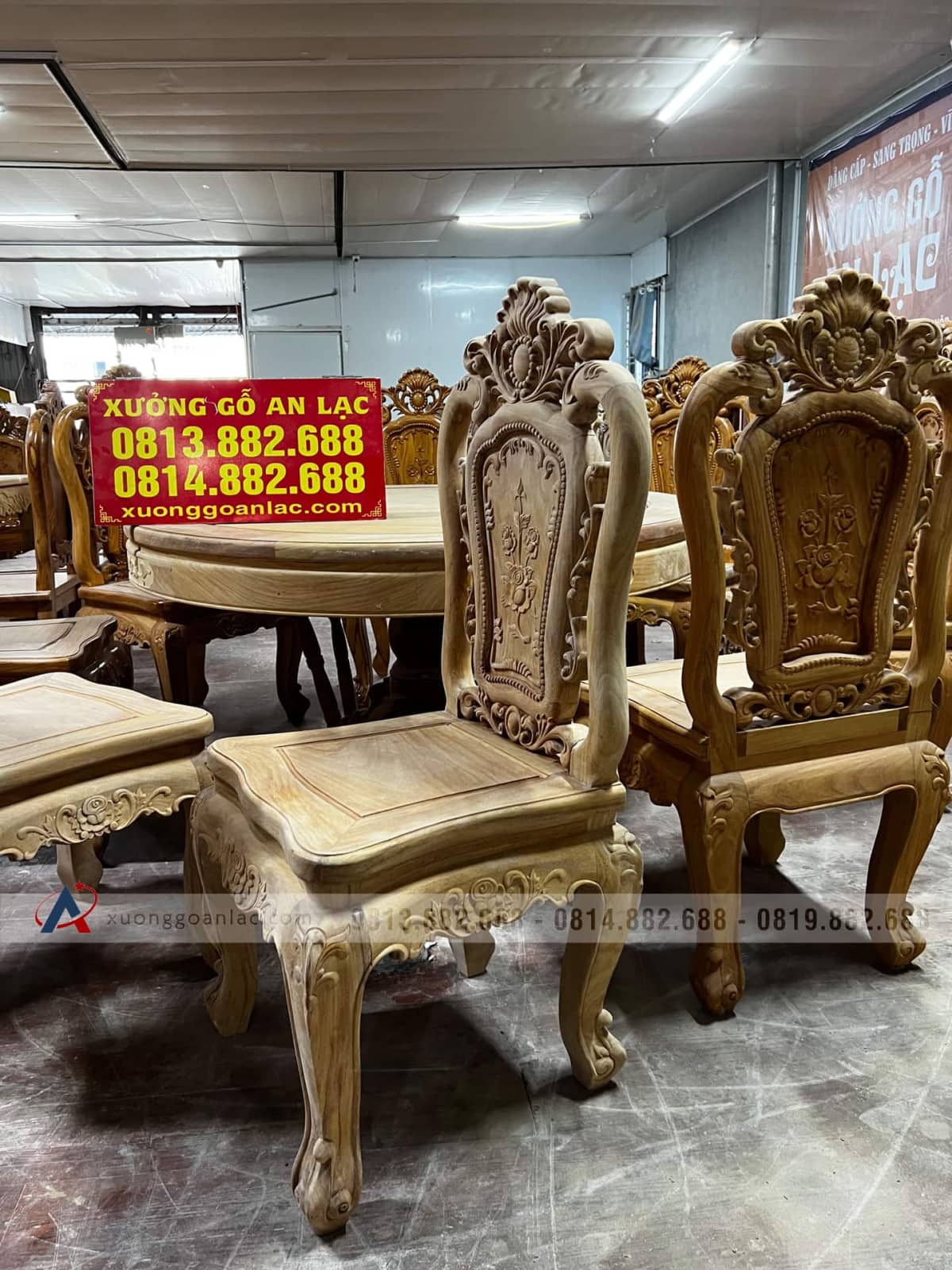 Bộ bàn ăn tròn 8 ghế louis hồng hạt gỗ gõ đỏ mẫu vip 8 Bộ bàn ăn tròn 8 ghế louis hồng hạt gỗ gõ đỏ mẫu vip - Ảnh 8
