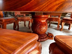 Bộ bàn tròn nguyên khối 160cm gỗ hương xám và 10 ghế Louis gỗ hương đá (Anh Chuẩn, Hải Phòng) 21 Ban tron nguyen khoi 160cm go Huong xam va 10 ghe go huong da 4