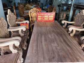 Nguyên mộc bộ bàn ăn nguyên khối 6 ghế louis hoàng gia vip gỗ hương đá (Anh Tuệ, Hà Tĩnh) 9 bàn ăn nguyên khối gỗ hương đá chọn vân đẳng cấp
