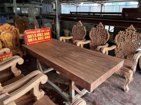Nguyên mộc bộ bàn ăn nguyên khối 6 ghế louis hoàng gia vip gỗ hương đá (Anh Tuệ, Hà Tĩnh) 10 bàn ăn 6 ghế gỗ hương đá tuyển chọn