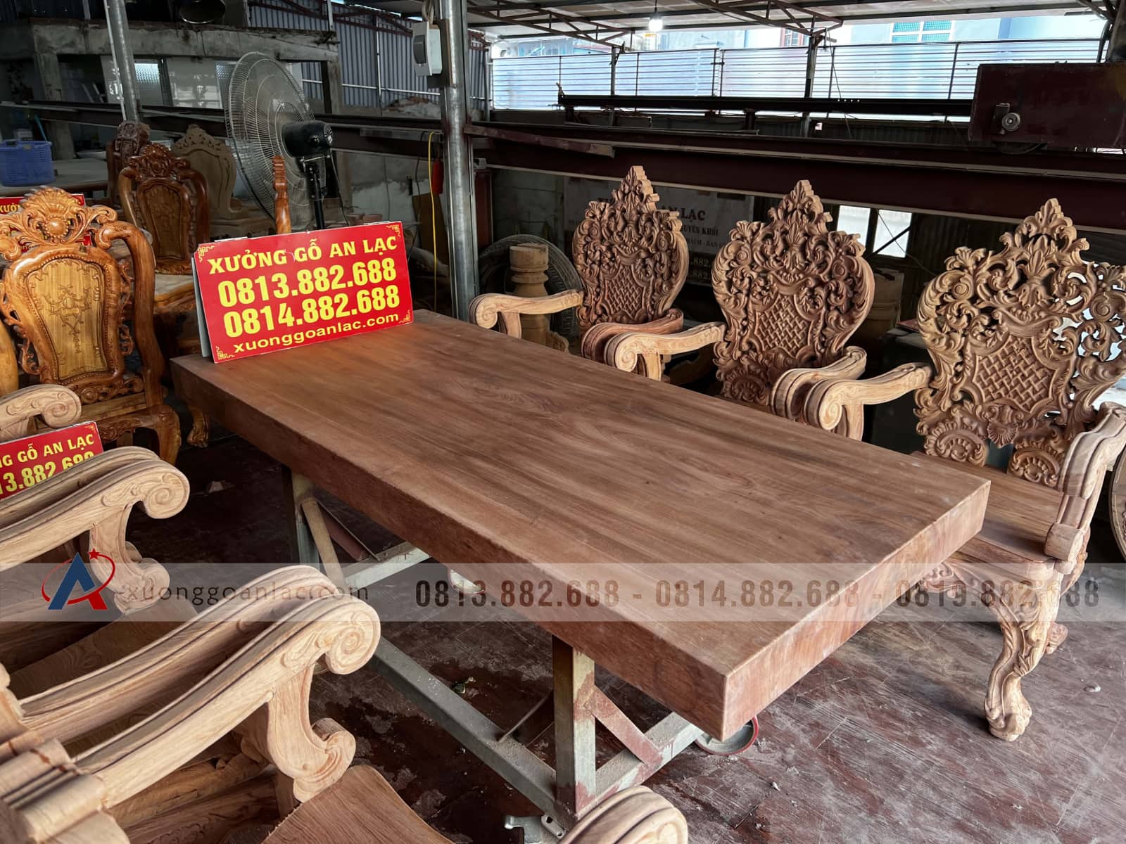 Nguyên mộc bộ bàn ăn nguyên khối 6 ghế louis hoàng gia vip gỗ hương đá (Anh Tuệ, Hà Tĩnh) 14 bàn ăn 6 ghế gỗ hương đá tuyển chọn
