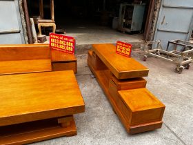 Bo sofa goc chu L 3m2x2m1 va ke tivi nguyen khoi go Go Do cao cap 12