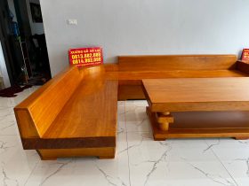 bộ sofa gỗ gõ đỏ mẫu chữ L nguyên khối