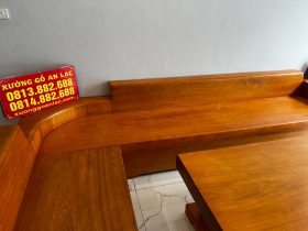 sofa gỗ gõ đỏ mẫu chữ L nguyên khối
