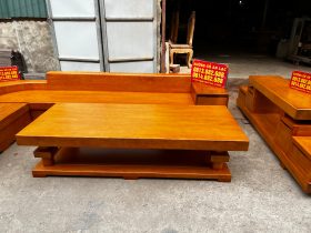 Bo sofa goc chu L 3m2x2m1 va ke tivi nguyen khoi go Go Do cao cap 5