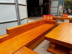 Bo sofa goc chu L 3m2x2m1 va ke tivi nguyen khoi go Go Do cao cap 9