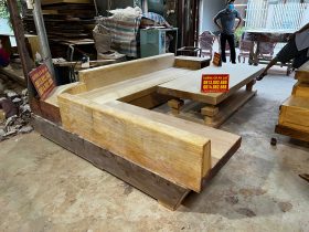 Nguyên mộc bộ sofa góc chữ L 3m2x2m1 và kệ tivi nguyên khối gỗ Gõ Đỏ cao cấp (anh Phan, Hà Nội) 12 bàn ghế phòng khách hienj đại mẫu sofa nguyên khối