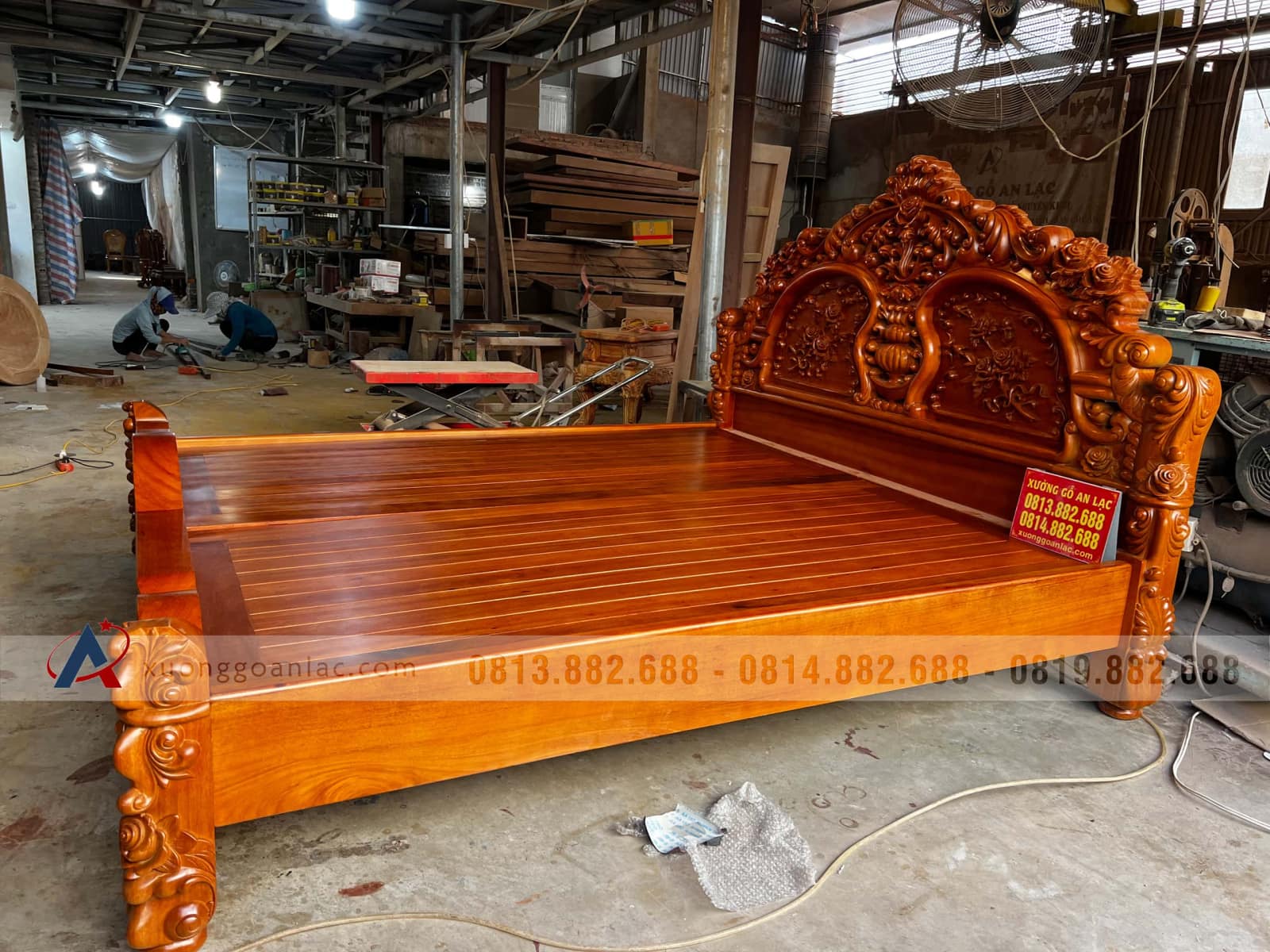 Giường hoa hồng 2mx2m2 gỗ gõ đỏ giao Quảng Trị 22 Giường hoa hồng 2mx2m2 gỗ gõ đỏ giao Quảng Trị