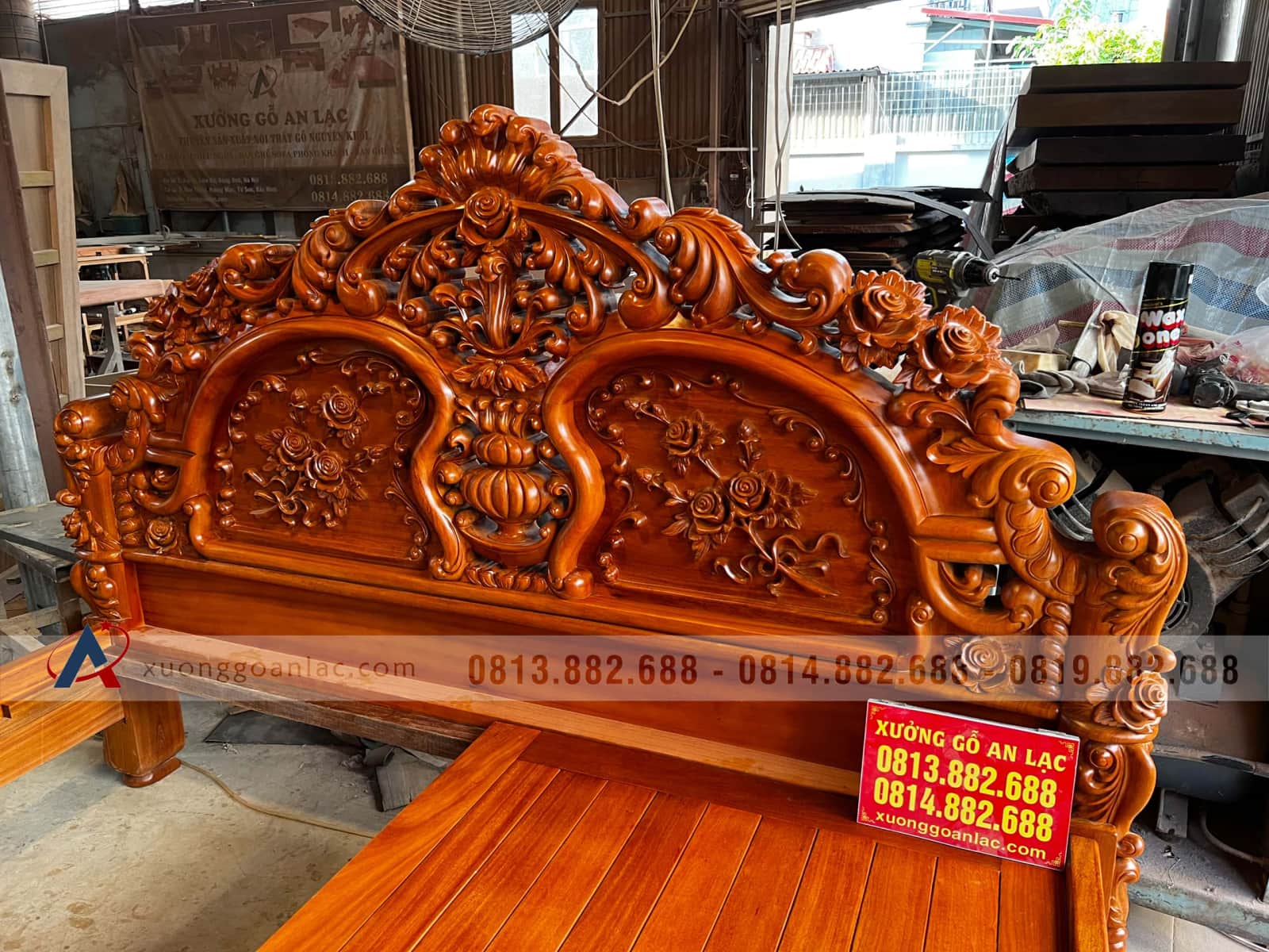 Giường hoa hồng 2mx2m2 gỗ gõ đỏ giao Quảng Trị 23 giường ngủ gỗ gõ đỏ cao cấp