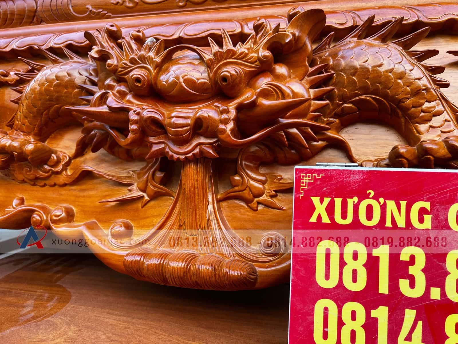 Sập thờ Tứ Linh chân 24 gỗ gõ đỏ bàn giao Nghệ An 26 sập thờ nhị cấp gỗ gõ đỏ cao cấp