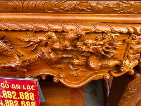 Sập thờ Tứ Linh chân 24 gỗ gõ đỏ bàn giao Nghệ An 17 Sap tho Tu Linh 2m17 chan 24 go go do 11