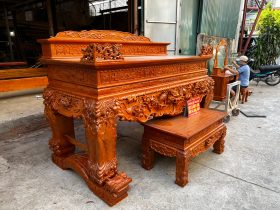 Sập thờ Tứ Linh chân 24 gỗ gõ đỏ bàn giao Nghệ An 13 sập thờ gỗ gõ đỏ cao cấp cỡ đại