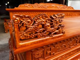 Sập thờ Tứ Linh chân 24 gỗ gõ đỏ bàn giao Nghệ An 20 sập thờ nhị cấp đục tứ linh gỗ gõ đỏ
