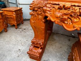 Sập thờ Tứ Linh chân 24 gỗ gõ đỏ bàn giao Nghệ An 23 sập thờ gỗ gõ đỏ chân 24 siêu to