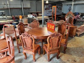 bàn ăn hương đá 8 ghế khung 4 ván 2