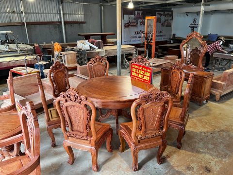 bàn ăn hương đá 8 ghế khung 4 ván 2