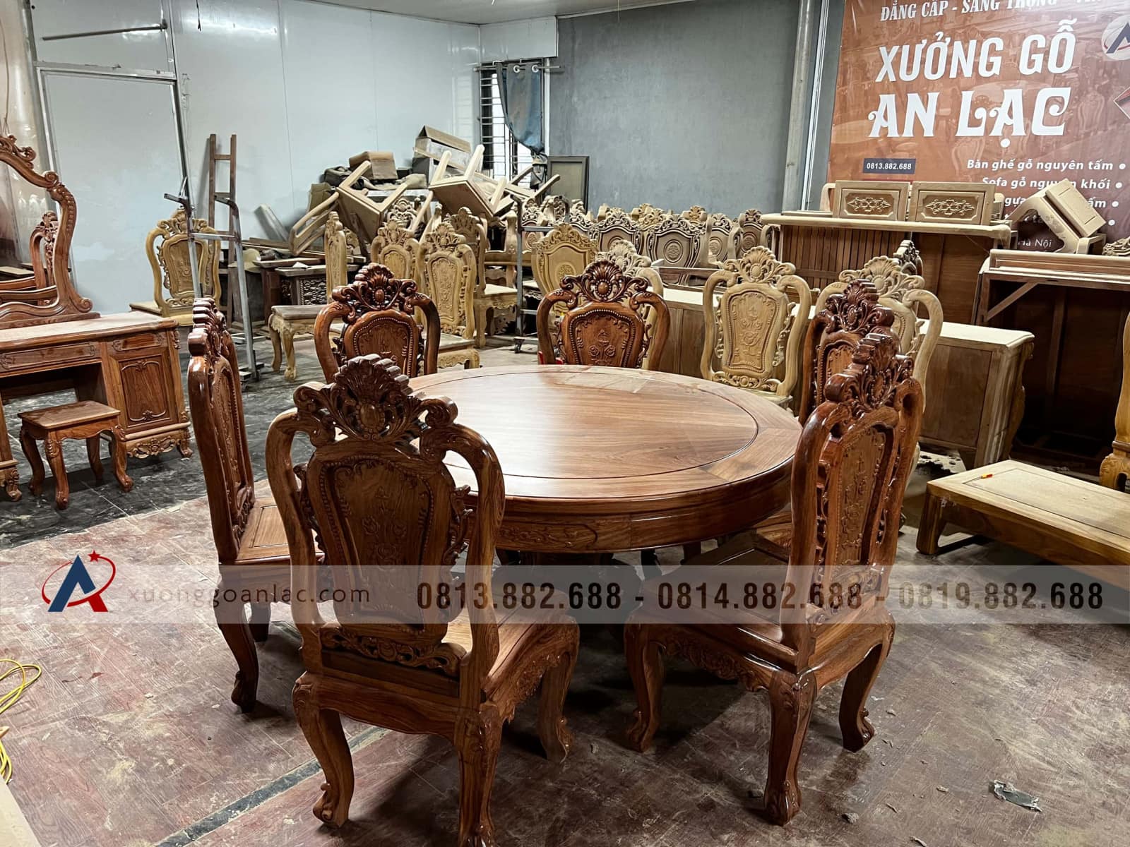 Bộ bàn ăn tròn khung 4 ván 2 và 8 ghế hồng hạt gỗ hương đá cao cấp (Anh Hải Lý, Thái Nguyên) 16 Bộ bàn ăn tròn khung 4 ván 2 và 8 ghế hồng hạt gỗ hương đá cao cấp (Anh Hải Lý, Thái Nguyên) - Ảnh 16