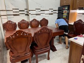 Bộ bàn ăn nguyên khối 8 ghế gỗ gõ đỏ 180x90x16cm (Chị Thủy, Hà Nội) 19 ban an nguyen khoi 180x90x16cm va 8 ghe louis go do 10