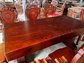 Bộ bàn ăn nguyên khối 8 ghế gỗ gõ đỏ 180x90x16cm (Chị Thủy, Hà Nội) 27 bàn ăn nguyên khối gỗ gõ đỏ tự nhiên đẳng cấp