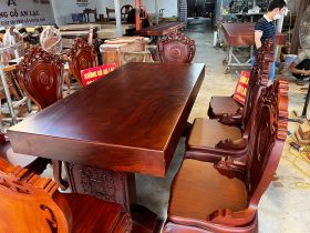 Bộ bàn ăn nguyên khối 8 ghế gỗ gõ đỏ 180x90x16cm (Chị Thủy, Hà Nội) 22 ban an nguyen khoi 8 ghe louis go do 180x90x16cm 3