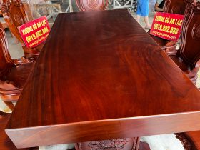 Bộ bàn ăn nguyên khối 8 ghế gỗ gõ đỏ 180x90x16cm (Chị Thủy, Hà Nội) 26 bàn ăn nguyên khối gỗ gõ đỏ tự nhiên