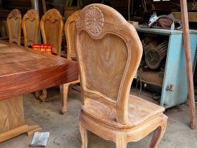 Bộ bàn ăn gõ đỏ nguyên khối siêu khủng và 10 ghế hoa cúc nguyên mộc (Anh Thảo, Hưng Yên) 25 ghế ăn gỗ gõ đỏ đục hoa cao cấp