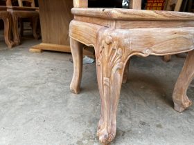 Bộ bàn ăn gõ đỏ nguyên khối siêu khủng và 10 ghế hoa cúc nguyên mộc (Anh Thảo, Hưng Yên) 20 ghế ăn hoa cúc gỗ gõ đỏ cao cấp
