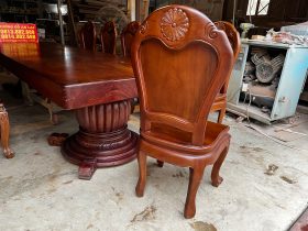 Bộ bàn ăn nguyên khối 360x112x15cm và 10 ghế hoa cúc (Anh Bình, Hải Phòng) 29 ghế ăn louis hoa cúc