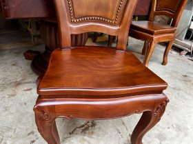 Bộ bàn ăn nguyên khối 360x112x15cm và 10 ghế hoa cúc (Anh Bình, Hải Phòng) 31 ghế ăn mặt liền tấm