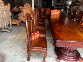 Bộ bàn ăn nguyên khối 360x112x15cm và 10 ghế hoa cúc (Anh Bình, Hải Phòng) 24 bo ban an nguyen khoi 360x112x15cm va 10 ghe hoa cuc 4