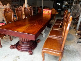Bộ bàn ăn nguyên khối 360x112x15cm và 10 ghế hoa cúc (Anh Bình, Hải Phòng) 18 bo ban an nguyen khoi 360x112x15cm va 10 ghe hoa cuc 8