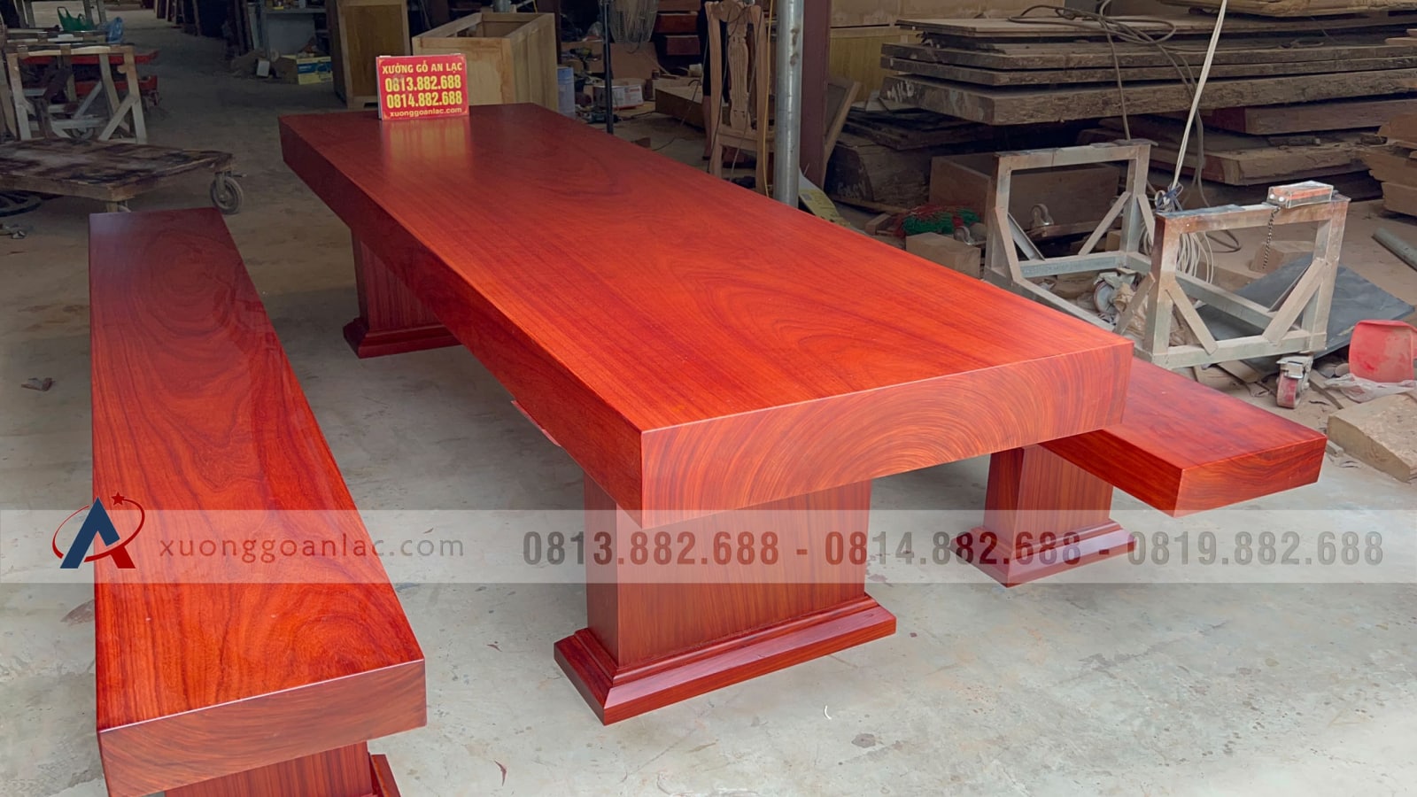 Bộ bàn ghế k3 nguyên khối gỗ hương đỏ Nam Phi vân siêu đỉnh (Anh Hạo Nam - Lào Cai) 34 bộ k3 nguyên khối gỗ hương đỏ Nam Phi