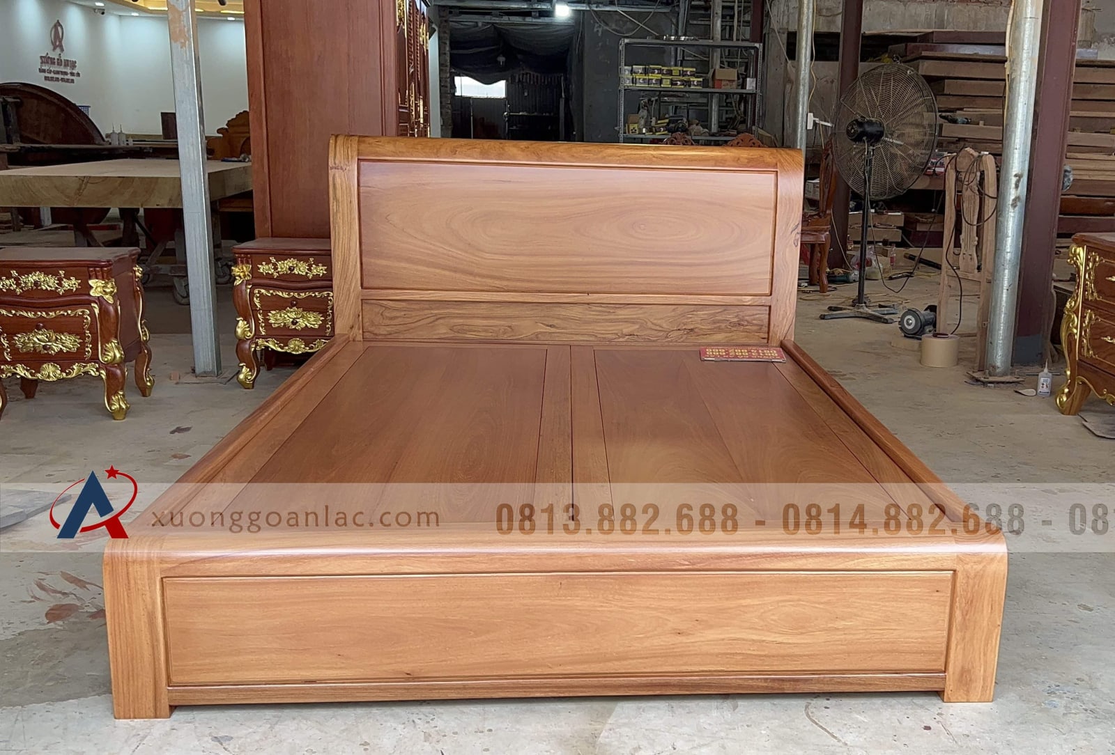 Hoàn thiện giường trơn dát phản 180x200cm 14 Giường trơn gỗ gõ đỏ