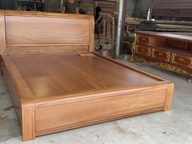 Hoàn thiện giường trơn dát phản 180x200cm 9 giường ngủ đẹp gõ gõ đỏ tự nhiên