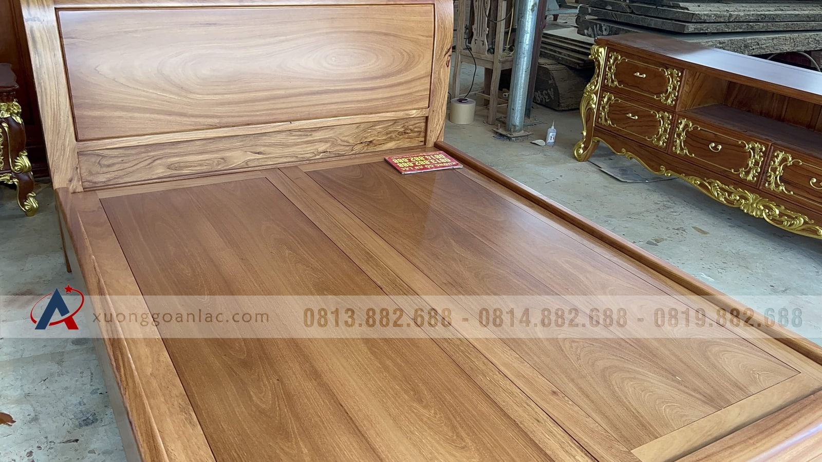 Hoàn thiện giường trơn dát phản 180x200cm 18 mẫu giường ngủ đẹp gỗ gõ đỏ tự nhiên