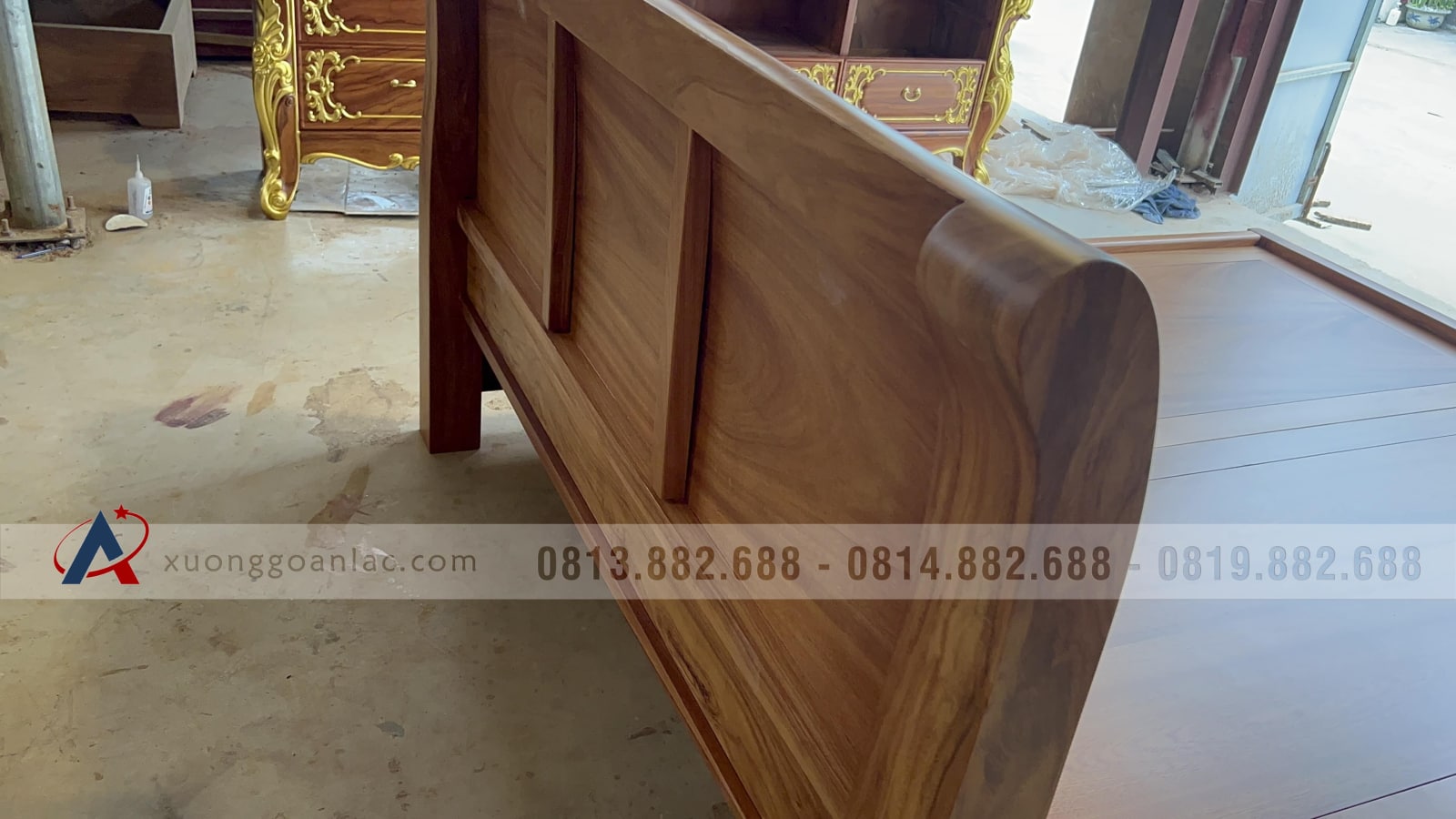 Hoàn thiện giường trơn dát phản 180x200cm 16 giường ngủ gỗ gõ đỏ trơn