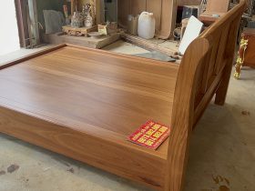 Hoàn thiện giường trơn dát phản 180x200cm 13 giường ngủ gỗ gõ đỏ cao cấp mẫu trơn