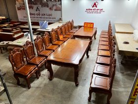 2 bộ bàn ăn gõ đỏ louis hoàng gia 10 ghế hồng hạt (Anh Thuyết, Hà Nội) 21 hai bo ban an go do hoang gia va ghe hong hat 1