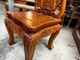 2 bộ bàn ăn gõ đỏ louis hoàng gia 10 ghế hồng hạt (Anh Thuyết, Hà Nội) 37 ghế louis chân cong