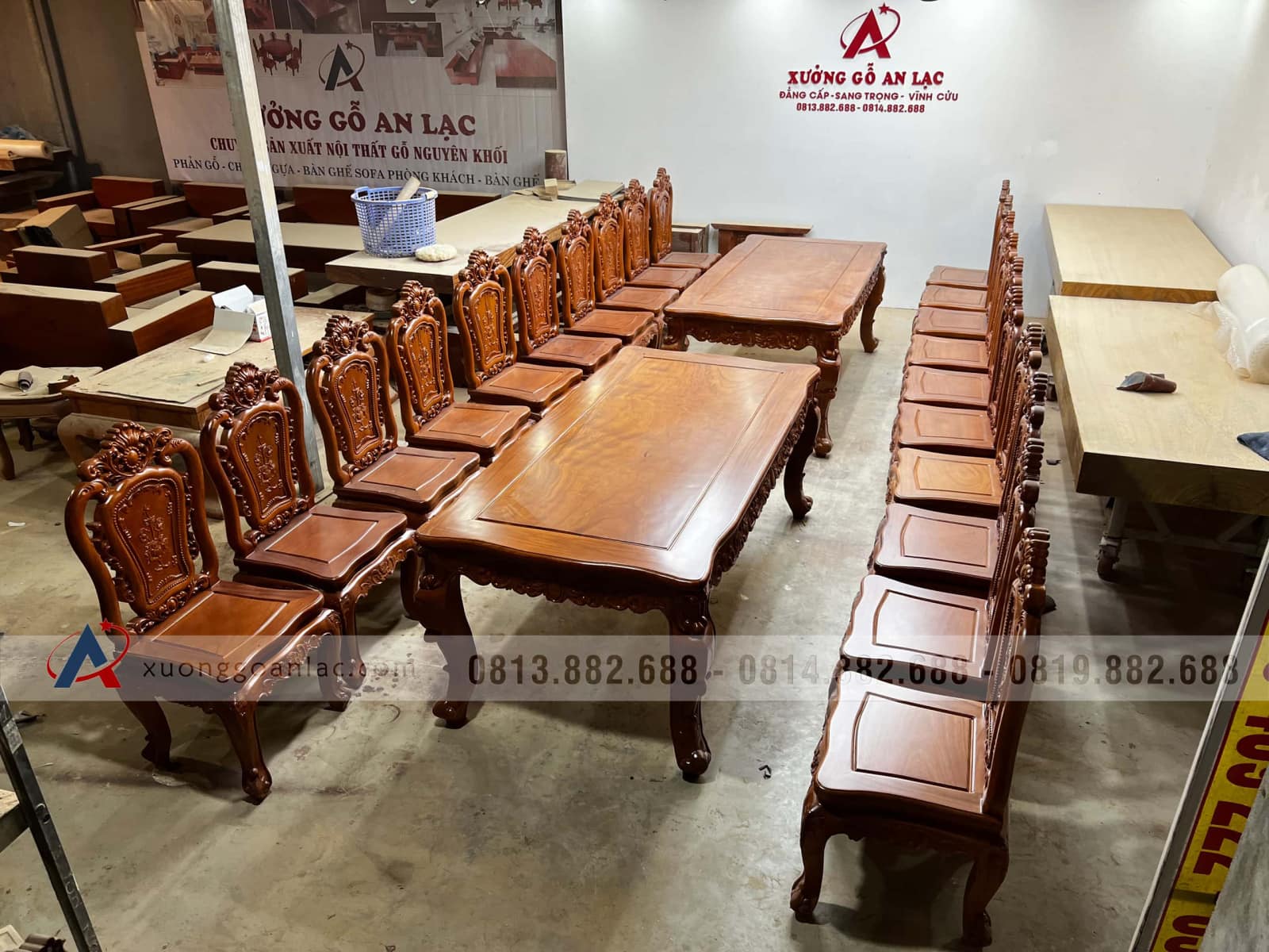 2 bộ bàn ăn gõ đỏ louis hoàng gia 10 ghế hồng hạt (Anh Thuyết, Hà Nội) 40 hai bộ bàn ăn gõ đỏ hoàng gia và ghế hồng hạt (19)