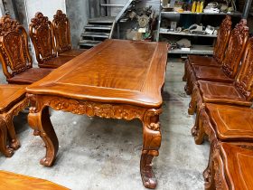 2 bộ bàn ăn gõ đỏ louis hoàng gia 10 ghế hồng hạt (Anh Thuyết, Hà Nội) 23 bàn ăn gỗ gõ đỏ cao cấp
