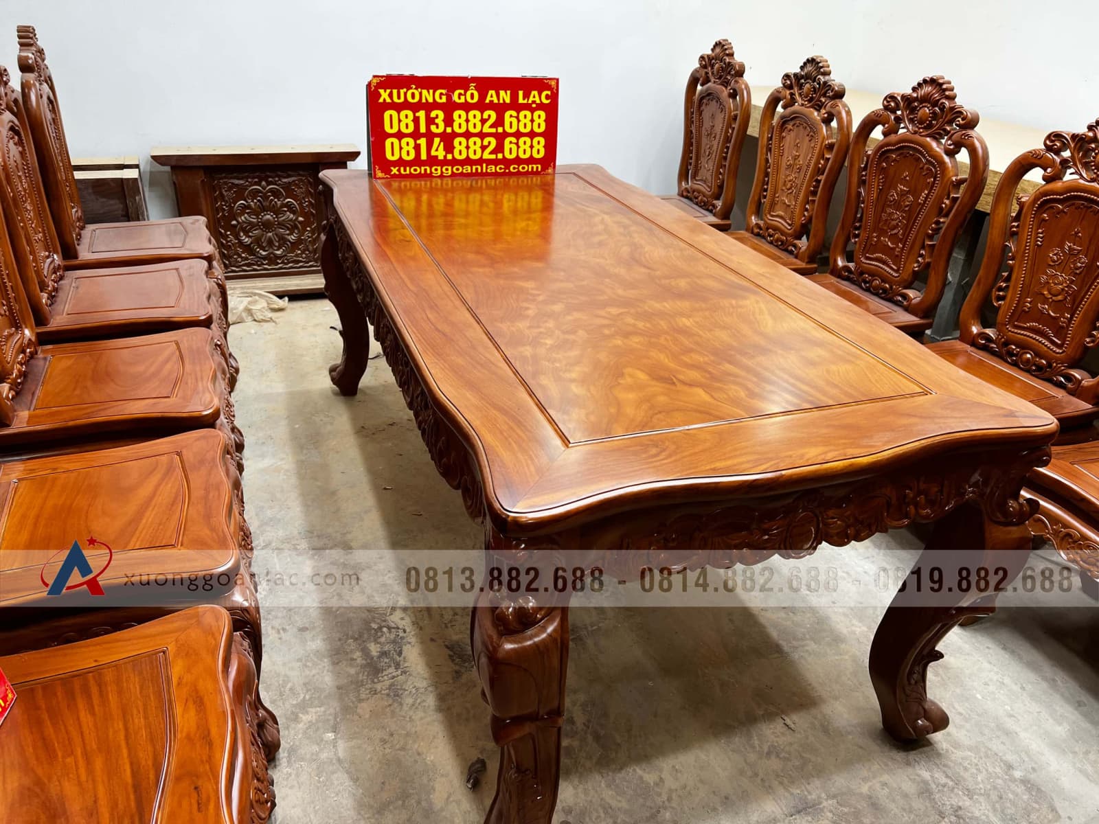 2 bộ bàn ăn gõ đỏ louis hoàng gia 10 ghế hồng hạt (Anh Thuyết, Hà Nội) 5 2 bộ bàn ăn gõ đỏ louis hoàng gia 10 ghế hồng hạt (Anh Thuyết, Hà Nội) - Ảnh 5