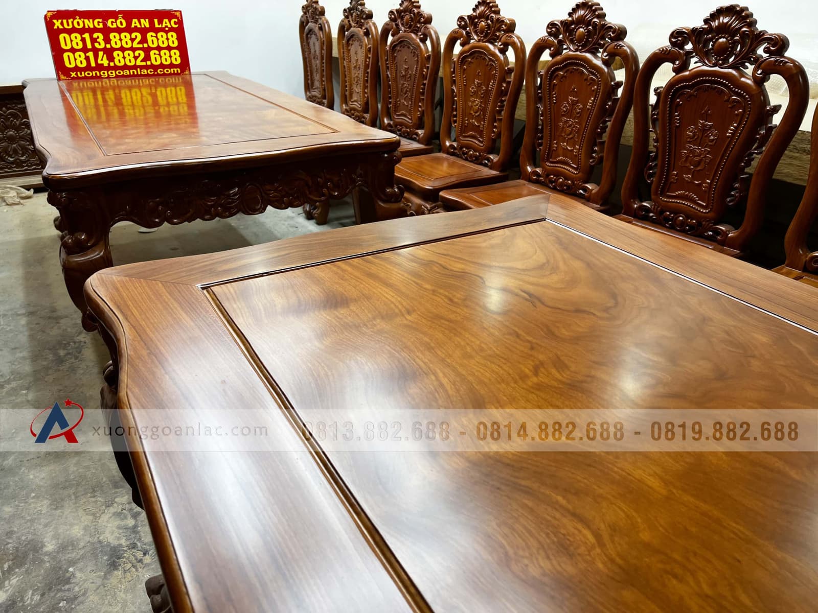 2 bộ bàn ăn gõ đỏ louis hoàng gia 10 ghế hồng hạt (Anh Thuyết, Hà Nội) 6 2 bộ bàn ăn gõ đỏ louis hoàng gia 10 ghế hồng hạt (Anh Thuyết, Hà Nội) - Ảnh 6