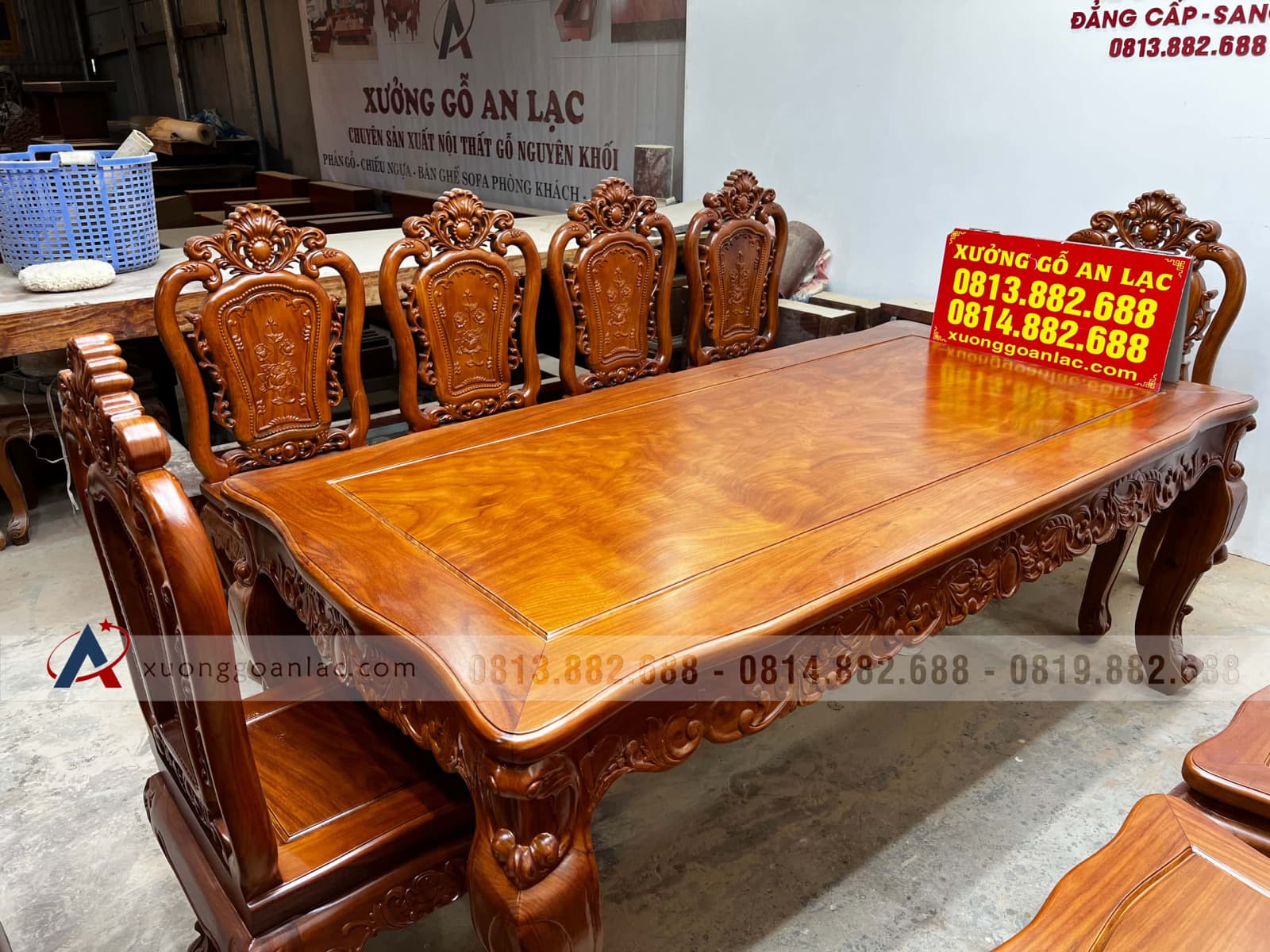 2 bộ bàn ăn gõ đỏ louis hoàng gia 10 ghế hồng hạt (Anh Thuyết, Hà Nội) 9 bàn ăn hoàng gia cổ điển gỗ gõ đỏ tự nhiên