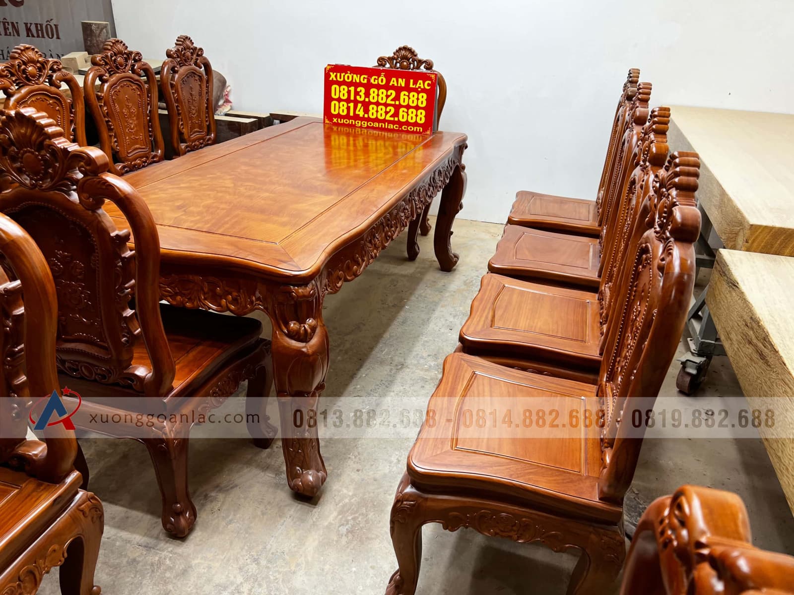 2 bộ bàn ăn gõ đỏ louis hoàng gia 10 ghế hồng hạt (Anh Thuyết, Hà Nội) 10 2 bộ bàn ăn gõ đỏ louis hoàng gia 10 ghế hồng hạt (Anh Thuyết, Hà Nội) - Ảnh 10