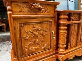 Kệ tivi cột nho 2m8 gỗ gõ đỏ cánh đục Tứ Quý hàng dày (anh Vũ, Bạc Liêu) 11 ke tivi cot nho con soc go go do vip 6
