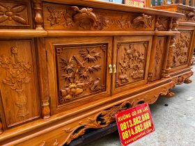 Kệ tivi cột nho 2m8 gỗ gõ đỏ cánh đục Tứ Quý hàng dày (anh Vũ, Bạc Liêu) 10 kệ tivi gỗ gõ đỏ mẫu đục tứ quý cao cấp